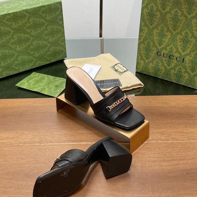 GG SIGNORIA SLIDE SANDAL BLACK DENIM