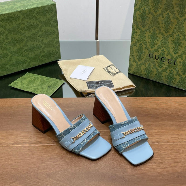 GG SIGNORIA SLIDE SANDAL SKY DENIM