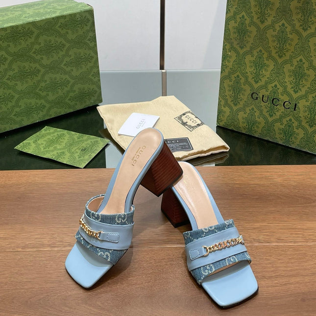 GG SIGNORIA SLIDE SANDAL SKY DENIM
