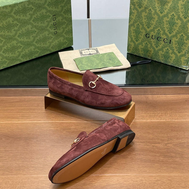 HORSEBIT LOAFER IN UMBER BROWN SUEDE WITH GOLD HARDWARE