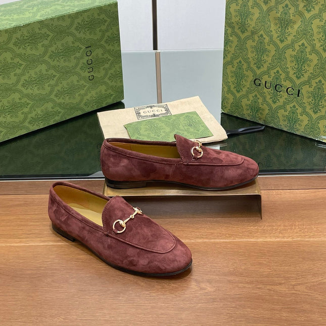 HORSEBIT LOAFER IN UMBER BROWN SUEDE WITH GOLD HARDWARE