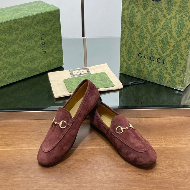 HORSEBIT LOAFER IN UMBER BROWN SUEDE WITH GOLD HARDWARE