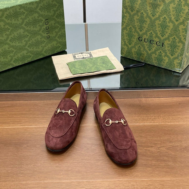 HORSEBIT LOAFER IN UMBER BROWN SUEDE WITH GOLD HARDWARE