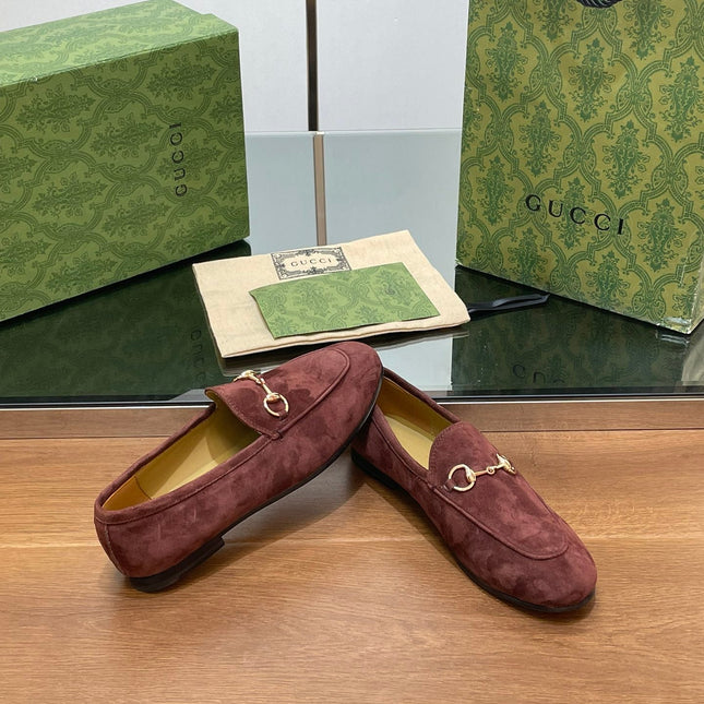HORSEBIT LOAFER IN UMBER BROWN SUEDE WITH GOLD HARDWARE