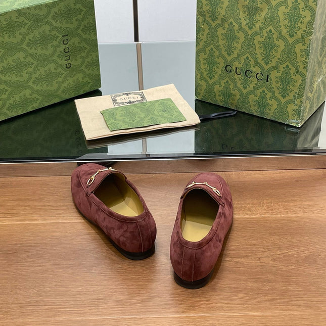 HORSEBIT LOAFER IN UMBER BROWN SUEDE WITH GOLD HARDWARE