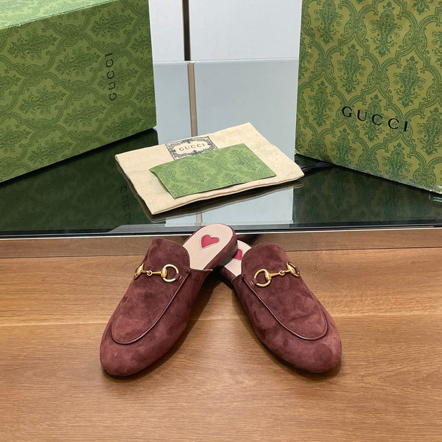 HORSEBIT MULE IN UMBER BROWN SUEDE WITH GOLD HARDWARE