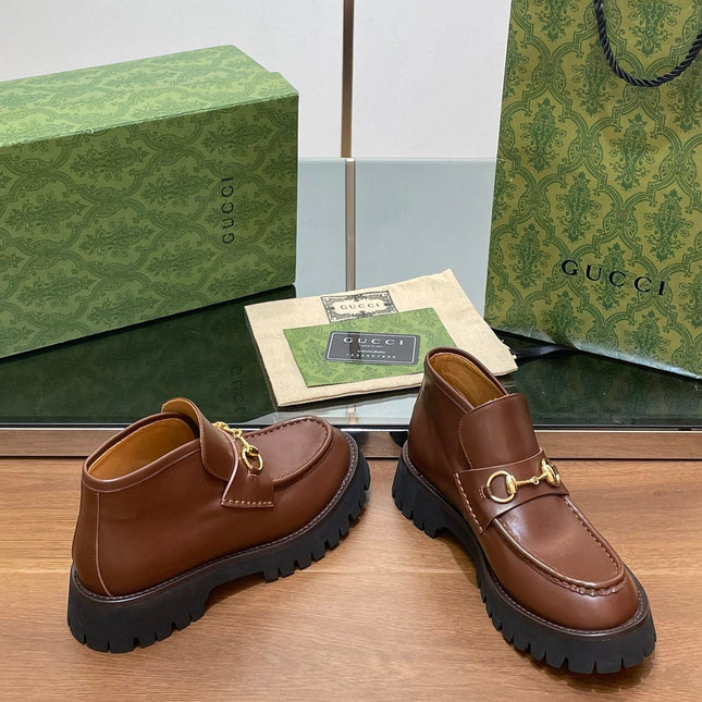 HORSEBIT ANKLE BOOTS 4.5CM IN RUSSET BROWN CALFSKIN