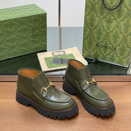 HORSEBIT ANKLE BOOTS 4.5CM IN ARMY GREEN CALFSKIN