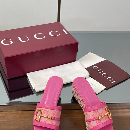 HIGH 6.3 CM WEDGE SANDALS IN PINK CALFSKIN AND FABRIC