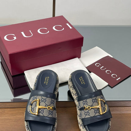 HIGH 5.5 CM WEDGE SANDALS IN BLACK AND BEIGE CALFSKIN AND FABRIC