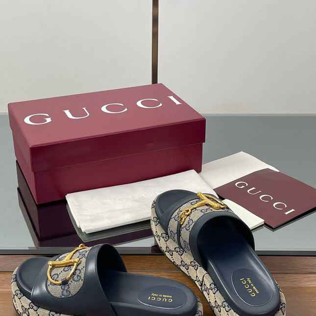 HIGH 5.5 CM WEDGE SANDALS IN BLACK AND BEIGE CALFSKIN AND FABRIC