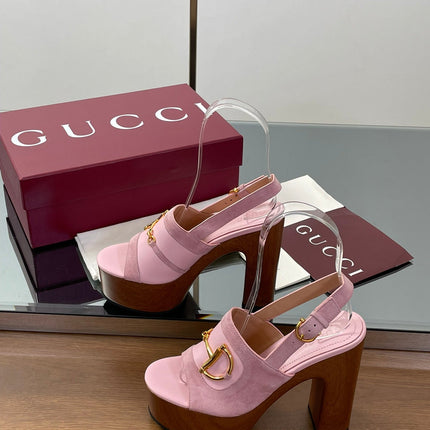 HIGH HEEL SANDALS 13 CM IN PINK CALFSKIN MIX SUEDE GOLD HARDWARE