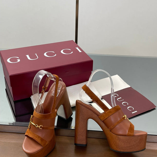 HIGH HEEL SANDALS 13 CM IN BROWN CALFSKIN MIX SUEDE GOLD HARDWARE