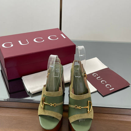 HIGH HEEL SANDALS 13 CM IN MOSS GREEN CALFSKIN MIX SUEDE GOLD HARDWARE