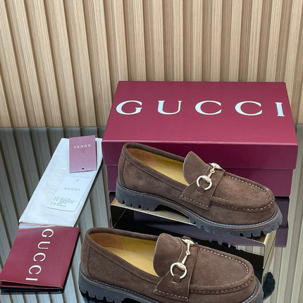 GG WOMEN'S HORSEBIT LOAFERS IN DARK BROWN SUEDE