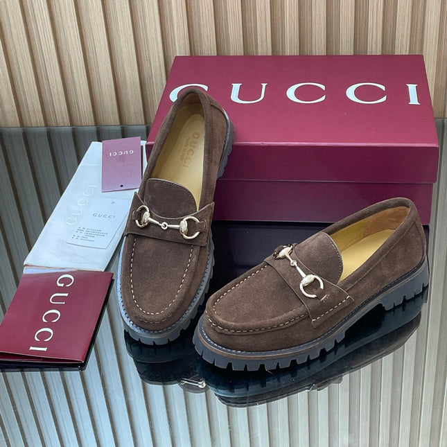 GG WOMEN'S HORSEBIT LOAFERS IN DARK BROWN SUEDE