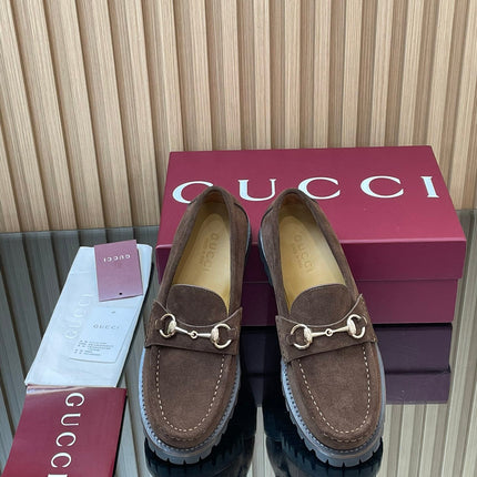 GG WOMEN'S HORSEBIT LOAFERS IN DARK BROWN SUEDE