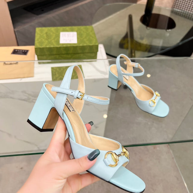 GG HIGH HEELS SANDALS 60 IN ICE BLUE LAMBSKIN