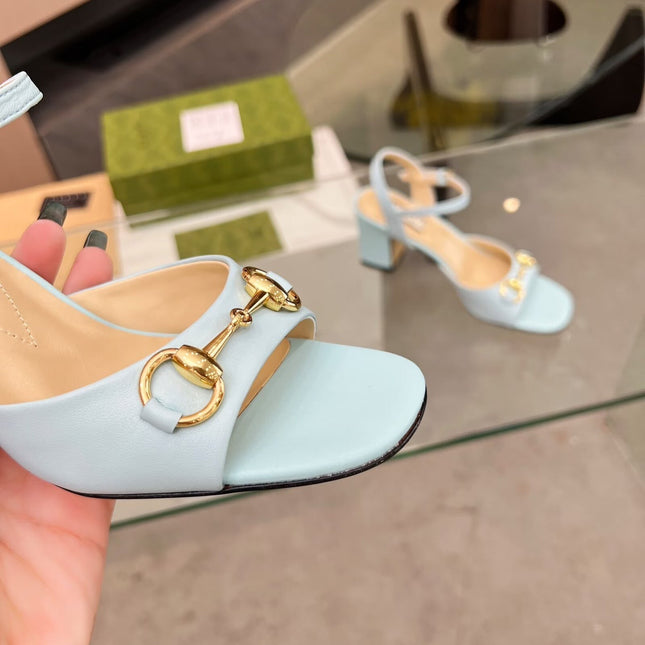 GG HIGH HEELS SANDALS 60 IN ICE BLUE LAMBSKIN