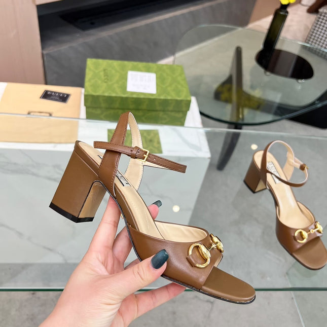 GG HIGH HEELS SANDALS 60 IN BROWN LAMBSKIN