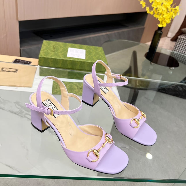 GG HIGH HEELS SANDALS 60 IN PURPLE LAMBSKIN