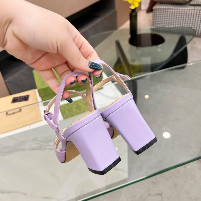 GG HIGH HEELS SANDALS 60 IN PURPLE LAMBSKIN