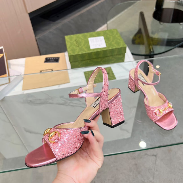 GG HIGH HEELS SANDALS 60 IN SHINY PINK LAMBSKIN