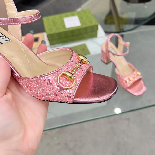 GG HIGH HEELS SANDALS 60 IN SHINY PINK LAMBSKIN