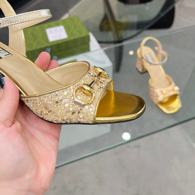 GG HIGH HEELS SANDALS 60 IN SHINY GOLD LAMBSKIN