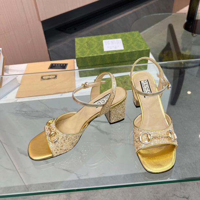 GG HIGH HEELS SANDALS 60 IN SHINY GOLD LAMBSKIN