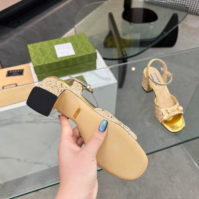 GG HIGH HEELS SANDALS 60 IN SHINY GOLD LAMBSKIN