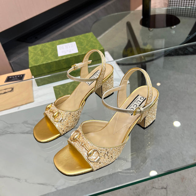 GG HIGH HEELS SANDALS 60 IN SHINY GOLD LAMBSKIN