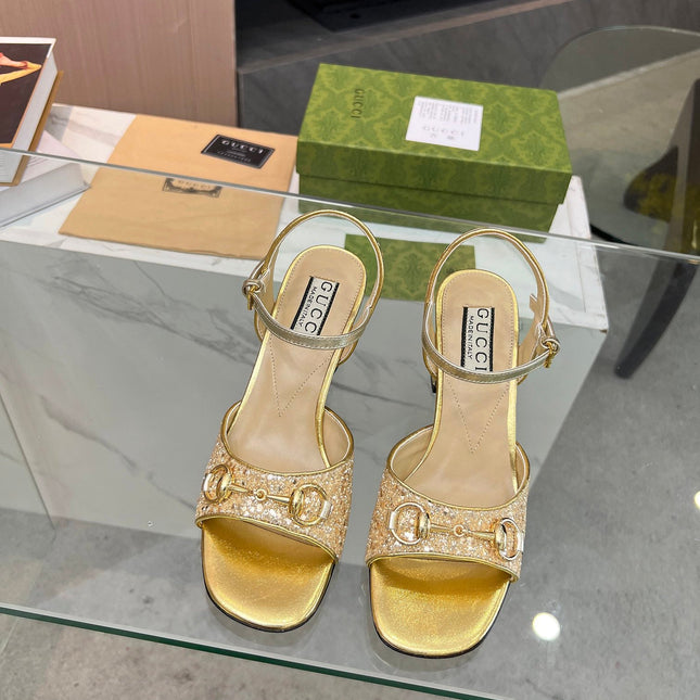 GG HIGH HEELS SANDALS 60 IN SHINY GOLD LAMBSKIN