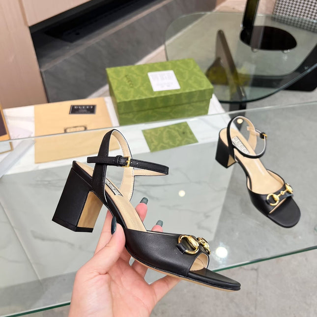 GG HIGH HEELS SANDALS 60 IN BLACK LAMBSKIN