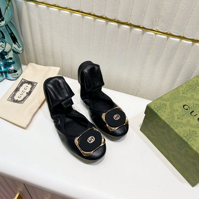 GG BALLET SUPER SLIM BLACK LAMBSKIN