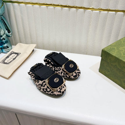 GG BALLET SUPER SLIM LEOPARD PATTERN LAMBSKIN