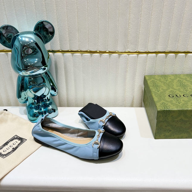 GG BALLET SUPER SLIM BUCKLE BLACK AND SKY LAMBSKIN