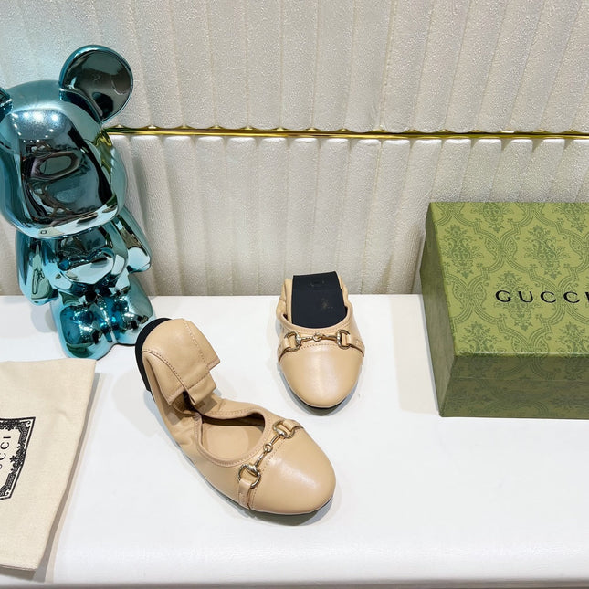 GG BALLET SUPER SLIM BUCKLE CREAM LAMBSKIN