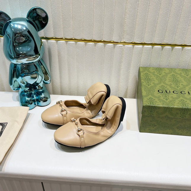 GG BALLET SUPER SLIM BUCKLE CREAM LAMBSKIN