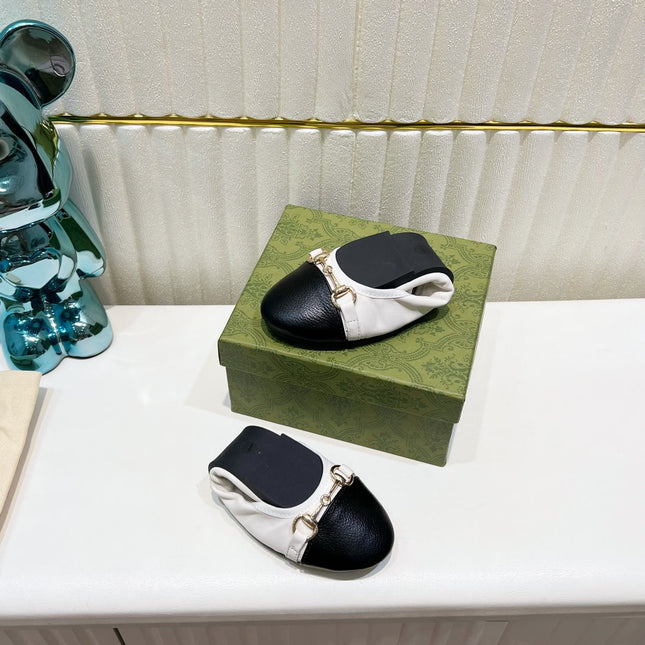 GG BALLET SUPER SLIM BUCKLE BLACK AND WHITE LAMBSKIN