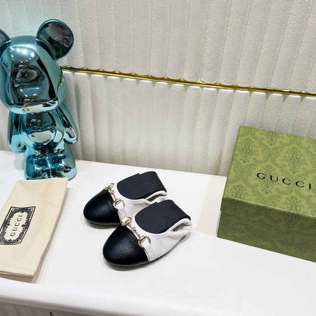 GG BALLET SUPER SLIM BUCKLE BLACK AND WHITE LAMBSKIN