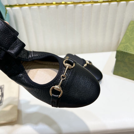 GG BALLET SUPER SLIM BUCKLE BLACK LAMBSKIN