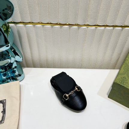 GG BALLET SUPER SLIM BUCKLE BLACK LAMBSKIN