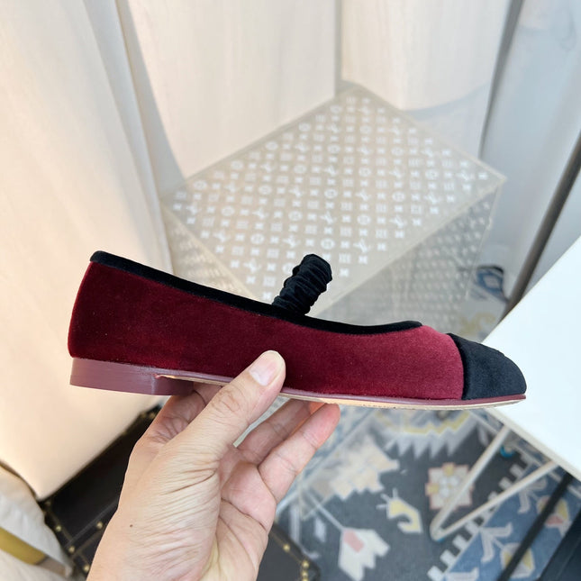 CC MARY JANE FLAT IN RED AND BLACK VELVET