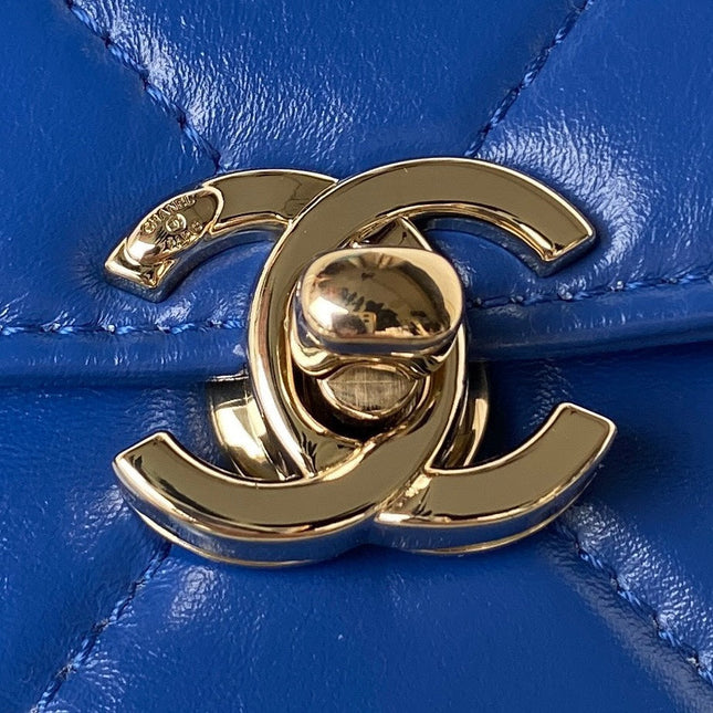 CHANEL 25S FLAP BAG 17 CM IN COBALT BLUE LAMBSKIN