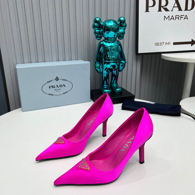 HIGH-HEEL PUMPS IN HOT PINK SATIN