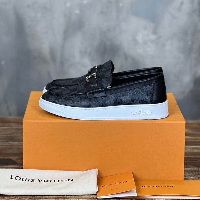 LV LOAFER BLACK DAMIER CANVAS AND CALFSKIN
