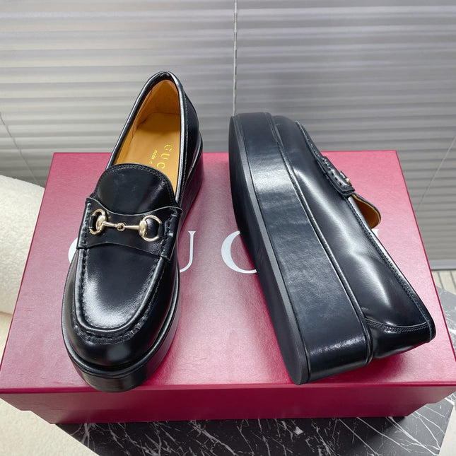 HORSEBIT PLATFORM LOAFER IN BLACK CALFSKIN