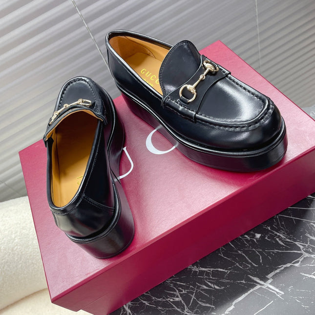 HORSEBIT PLATFORM LOAFER IN BLACK CALFSKIN