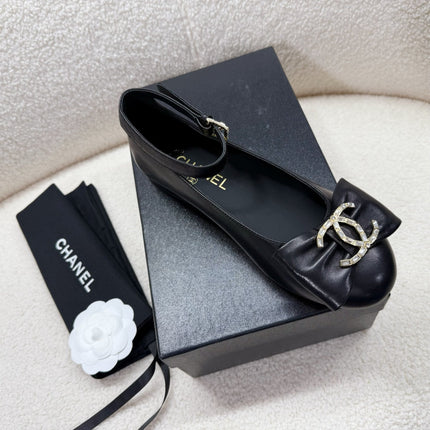 MARY JANE BOW SHOES IN BLACK LAMBSKIN